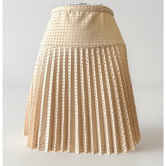 J. Crew Dresses & Skirts - J. Crew Laser Cut Drop Waist Pleated Mini Skirt Womens Size 4 Nude Lined